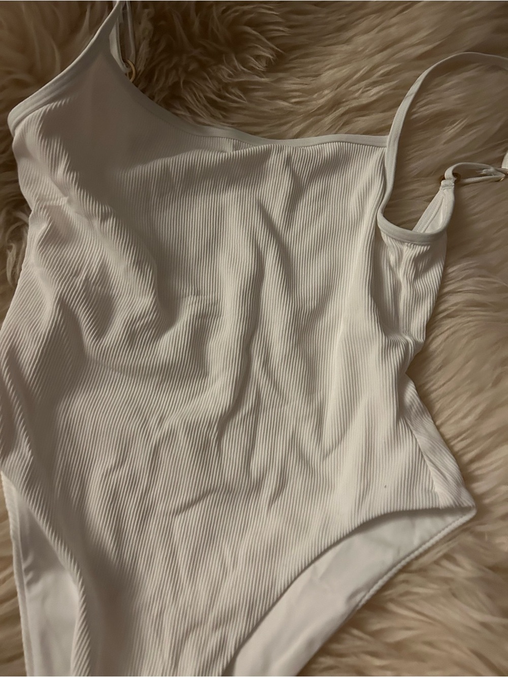 LSPACE Holly One Piece Swimsuit XS NWOT White Ribbed One Piece High Leg bodysuit - Picture 5 of 8